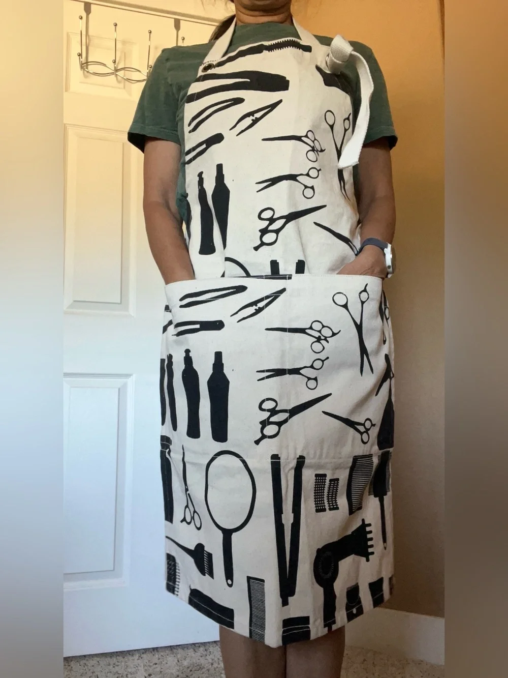 Black & Cream Canvas Hair DresserStylist Print Kitchen or Work Apron